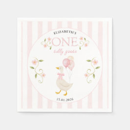 シリーグースの女の子 1歳の誕生日 ピンク スタンダードカクテルナプキン