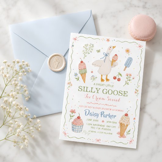シリーグースアイスクリームソーシャルベビーシャワー 招待状