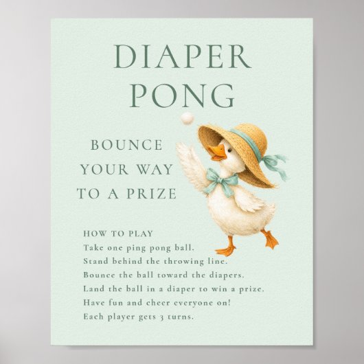 シリーグースセージおむつポンゲームベビーシャワーサイン ポスター (正面)