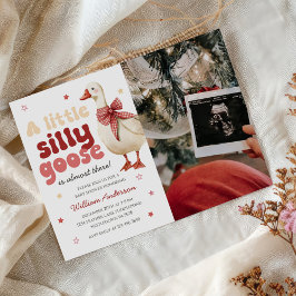 シリーゴース クリスマス リボン ベイビー シャワー フォト 招待状