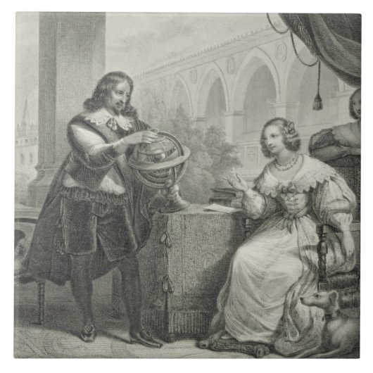 シリーズからのスウェーデンのクリスティーナの(1626-89年の)女王、 タイル (正面)