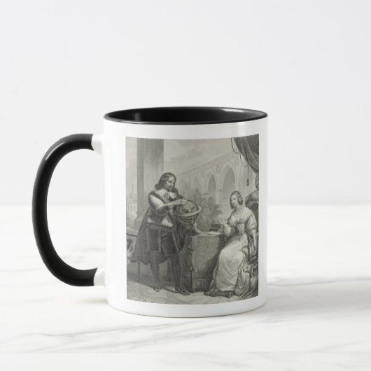 シリーズからのスウェーデンのクリスティーナの(1626-89年の)女王、 マグカップ (左)