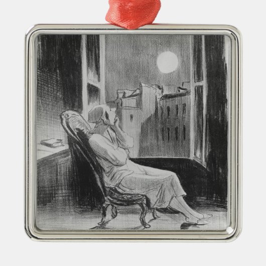 シリーズ「Les Basブルー」の、Oの月 メタルオーナメント (正面)