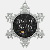 シリー国旗のハート スノーフレークピューターオーナメント (正面)