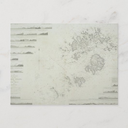 シリー諸島のイギリス地図 ポストカード (正面)