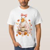 シリー・グースの秋のコーヒーと桜のブランケット Tシャツ (正面)