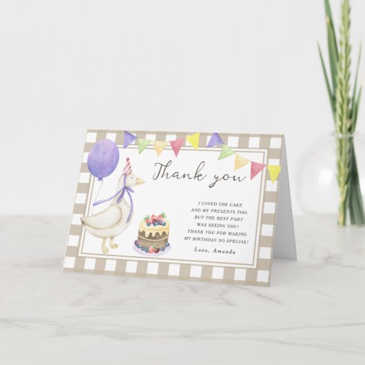 シリー・グースの誕生日パーティーありがとう サンキューカード (正面)