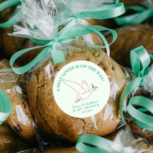 シリー・グース・オン・ザ・ウェイ・グリーン・ベイビー・シャワー ラウンドシール