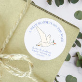 シリー・グース・オン・ザ・ウェイ・ボーイ・ベイビー・シャワー ラウンドシール
