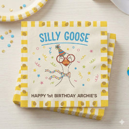 シリー・グース 1歳の誕生日ペーパーナプキン スタンダードカクテルナプキン