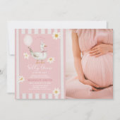 シリ―なダックのデイジーガールベビーシャワーの写真 招待状 (正面)