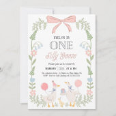 シリ―・グース　編集可能なファーストイヤー　インビテ―ション　フラル 招待状 (正面)