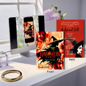 シルエカラフルットウィッチウォーターカラーハロウィーン 招待状