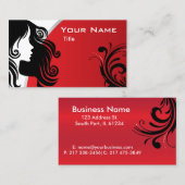 シルエスタイリッシュット女性美容師 |赤 名刺 (正面/裏面)