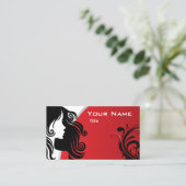 シルエスタイリッシュット女性美容師 |赤 名刺 (スタンド正面)