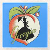 シルエッかわいらしトサザンレディーオンジョージアピーチ ガラスコースター (正面)