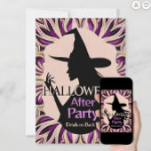 シルエッエレガントトウィッチハロウィーンアフターパーティー 招待状