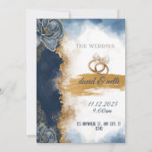 シルエッスタイリッシュトカップル結婚式招待状(ネイビー) 招待状 (裏面)