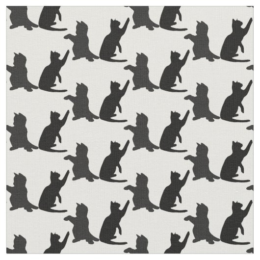 シルエットかわいい猫遊たち ファブリック (クローズアップ)
