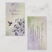 シルエットかわいらしハミングバードと花 名刺 (正面/裏面)