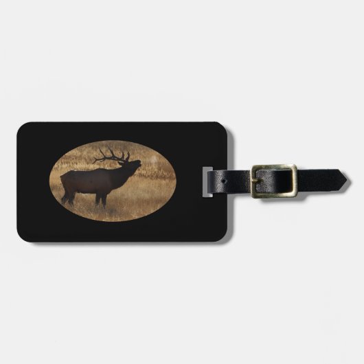 シルエットでbugling Bullのオオシカ ラゲッジタグ (正面横)