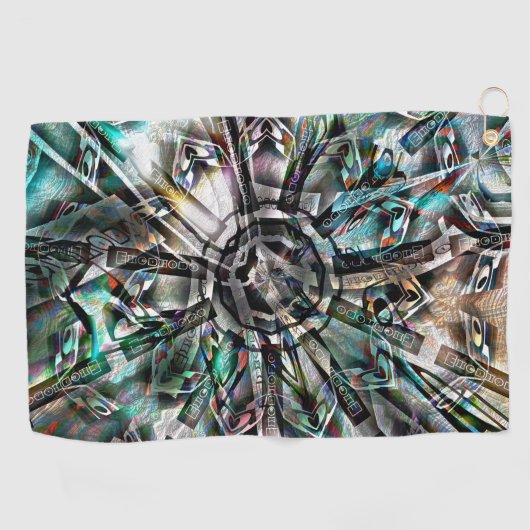 シルエットとグラフィックアートをピンチと混ぜトリップ（幻覚体験）のような合わせる ゴルフタオル (横)