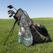 シルエットとグラフィックアートをピンチと混ぜトリップ（幻覚体験）のような合わせる ゴルフタオル (グリーン)