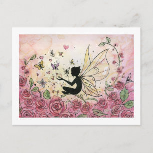 シルエットとバラ ポストカード