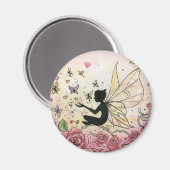 シルエットとバラ マグネット (正面/裏面)