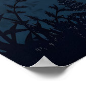 シルエットになった野生生物がいる神秘的な夜景の森 ポスター (角)