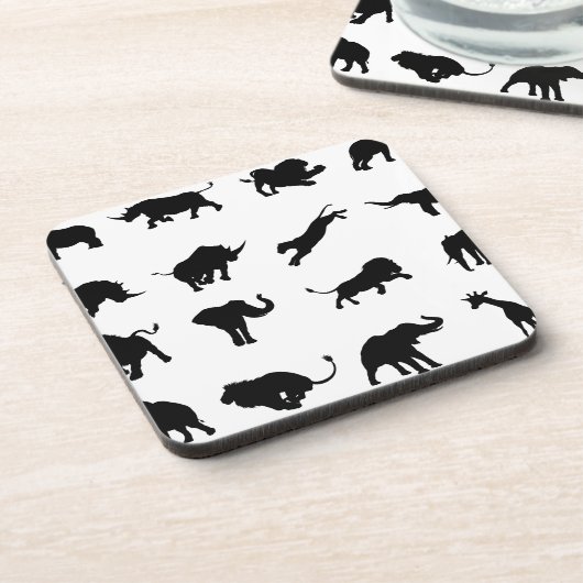 シルエットのアフリカのサファリ動物 コースター (左側)
