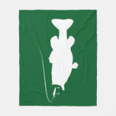 シルエットのオオクチバス フリースブランケット (正面)