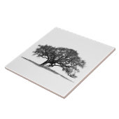 シルエットのオークの木  タイル (側面)