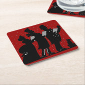 シルエットのクリスマスの聖歌隊 スクエアペーパーコースター (アングル)