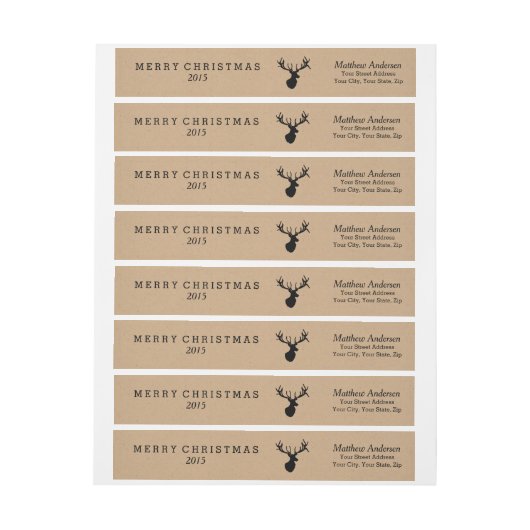 シルエットのシカのクリスマスの覆いの宛名ラベル ラップアラウンドラベル (シート)