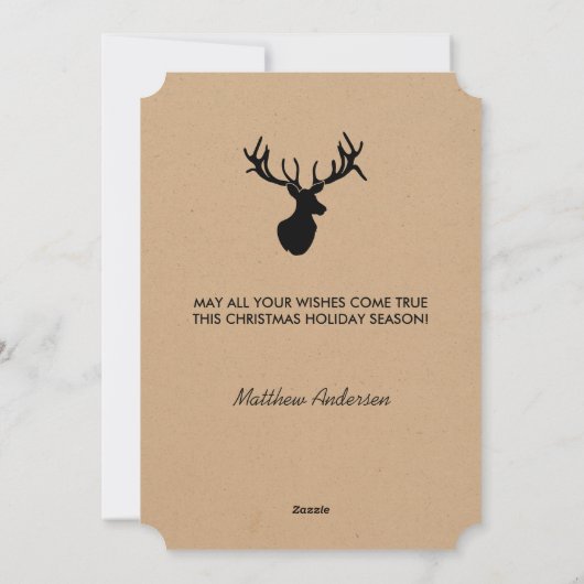 シルエットのシカの樺の木の森林休日 シーズンカード (裏面)