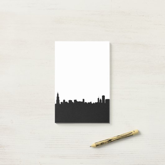 シルエットのシカゴシティアーキテクチャアイコン ポストイット (デスク上)