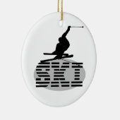 シルエットのスキーTシャツおよびギフト セラミックオーナメント (右)