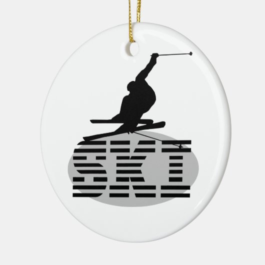 シルエットのスキーTシャツおよびギフト セラミックオーナメント (左)