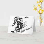 シルエットのスノーボード山のハッピーバースデー カード (黄色い花)