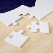 シルエットのチアリーダーはPomsのパズルと跳びます ジグソーパズル (側面)