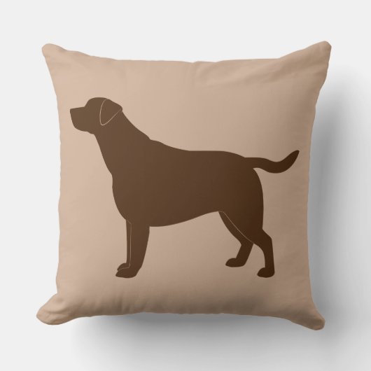 シルエットのチョコレートラブラドル・レトリーバー犬 クッション (正面)