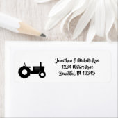 シルエットのトラクターの農場の住所 ラベル (インサイチュ)