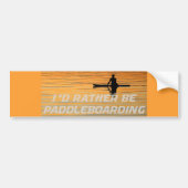 シルエットのパドルボーダー平和な夕日 バンパーステッカー (正面)