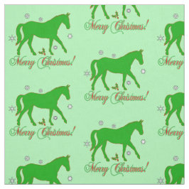 シルエットのメリークリスマスの馬 ファブリック