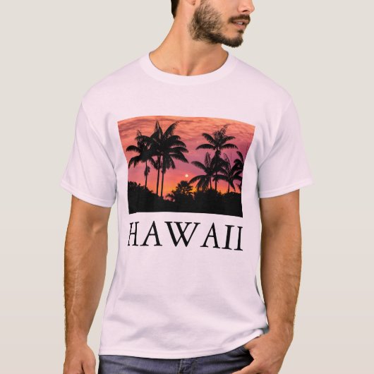 シルエットのヤシの木 ハワイ Tシャツ (正面)
