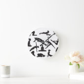 シルエットのヨガの姿勢 ラウンド壁時計 (ホーム)