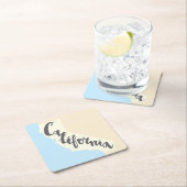 シルエットの地図が付いているカリフォルニアブラシのレタリング スクエアペーパーコースター (インサイチュ)