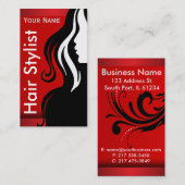 シルエットの女性のサロンの美容師|のプロフェッショナル 名刺 (正面/裏面)