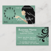 シルエットの女性の美容師のアポイントメント 予約カード (正面/裏面)